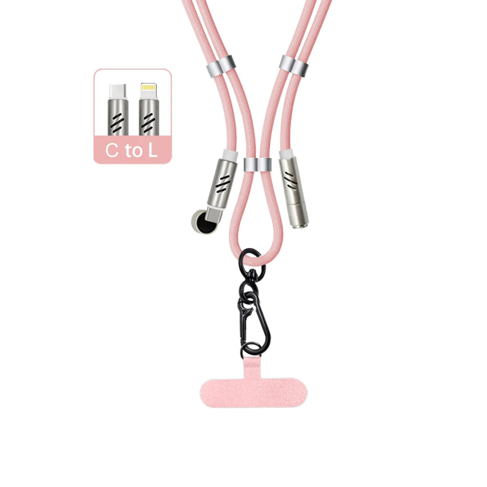 2 in 1: Crossbody lanyard and charging cable - for iphone lightning connectors