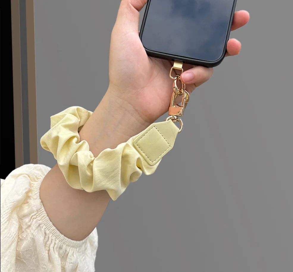 Stylish scrunchy phone strap bracelet