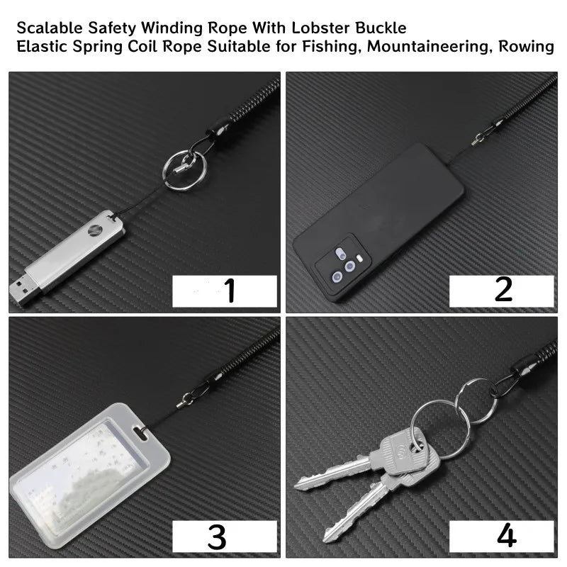 Spring coil carabiner phone strap or key ring